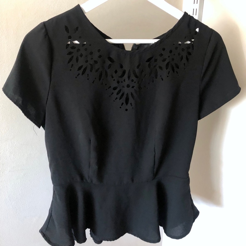 Black peplum top